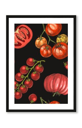 Tomatoes colorful vector seamless pattern