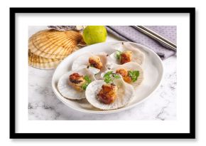 Grilled scallops shell with butter