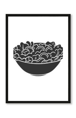 Salad Icon Silhouette Illustration. Food Vector Graphic Pictogram Symbol Clip Art. Doodle Sketch Black Sign.