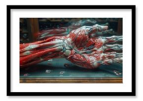 An immersive 360-degree panorama of the muscles of the hand, including the intrinsic and extrinsic muscles, showcasing their