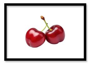 two cherries isolated on white or transparent png