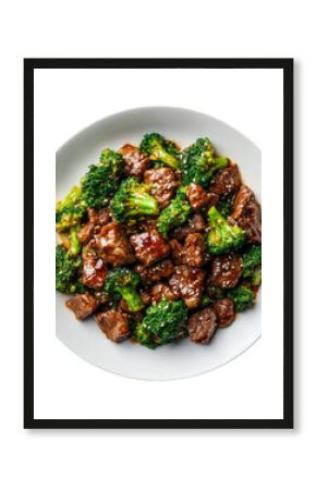 A Plate of Delicious Beef and Broccoli Stir Fry Isolated on a Transparent Background 