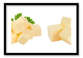 butter cube isolated on white background with full depth of field
