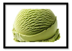 pistachio or mint ice cream scoop isolated on white or transparent background