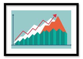 The line graph on the food price index chart is sharply angled with a steep upward spike that resembles a mountain peak.. Vector illustration