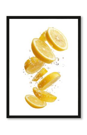 PNG Falling lemon slices background fruit white.