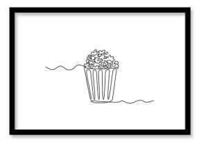 Popcorn in a cup continuous one line drawing. Vector illustration Popcorn in a cup continuous one line drawing. Editable stroke. 