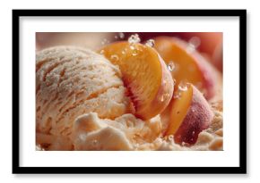 Homemade peach ice cream with fresh peaches and creamy texture