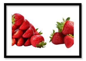 PNG Fresh ripe strawberries arrangement, element set on transparent background