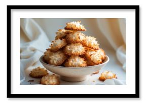 Homemade coconut macaroons on a plate for Passover