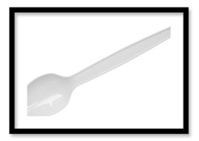 White plastic spoon isolated on white background