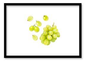 bunch of grapes on white background.