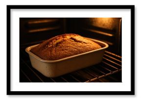 Baking a homemade cake in the oven