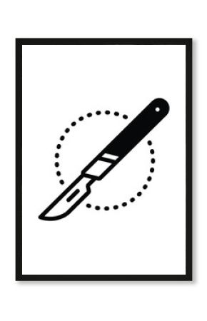 Black solid icon for surgical knife