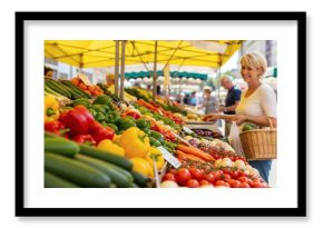 femme blonde au marché