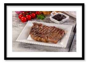 Grilled rib eye beef steak