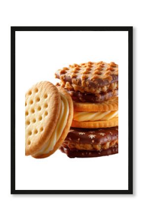 Delicious assortment of cookies displayed on a white background ready for dessert time or snack cravings
