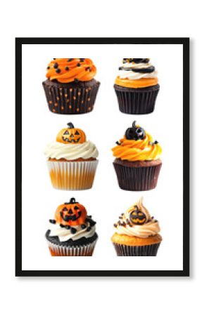 PNG Halloween cupcake  element set, transparent background