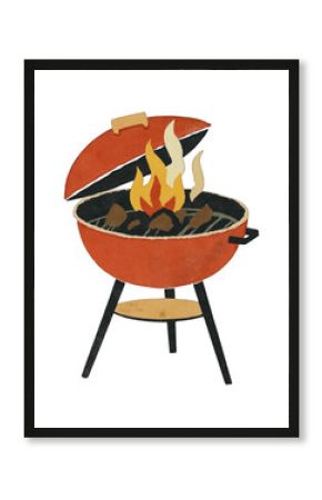 PNG Retro barbecue grill illustration.