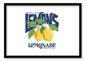 Nature fruit club print design. Organic food artwork for for t-shirt. Fruit vintage t-shirt design. Squeezed art. Summer food poster design. Lemon fruit artwork. Fresh lemon fruit print. Lemonade art.