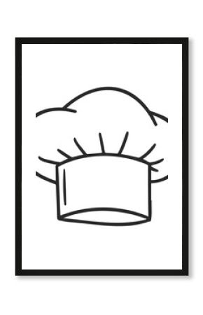 Chef hat icon in black outline on white background