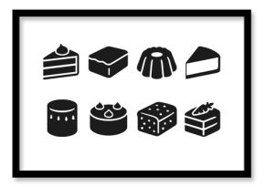 Cake and dessert solid icon set. bakery, sweets, pastry, confectionery symbols