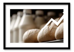 Premium Economic Inflation Concept with Rising Food Prices Modern Grocery Shelf Display for Corporate Marketing and Social Media Campaigns
