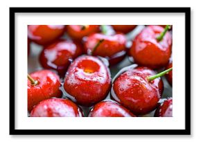 Composition with fresh ripe sweet cherries