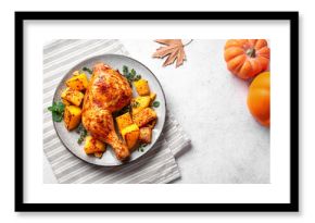 Autumn meal: roasted chicken and pumpkin