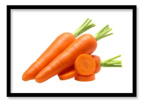 carrot and slices isolated, transparent PNG, PNG format