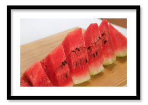 Closeup of Edible Watermelon Slice on Wooden Board