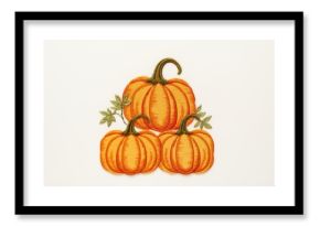Stack of pumpkin in embroidery style vegetable plant food.