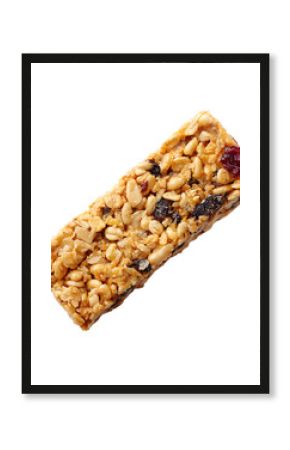 A delicious and nutritious energy bar with peanuts and dried fruit perfect for a quick snack or a boost of energy during activities