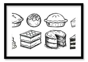PNG Hand-drawn dessert illustrations collection, element set on transparent background