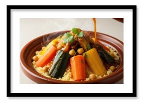 Delicious couscous dish with assorted vegetables