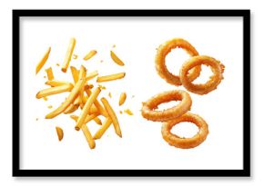 PNG Crispy fried chicken and sides, element set on transparent background