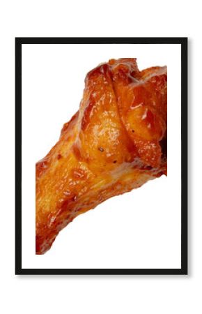 Grilled spicy chicken wing isolated on white background