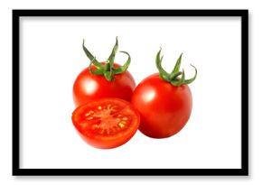 Fresh cherry tomatoes and one sliced tomato