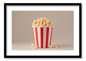 Box of popcorn as a movie snack isolated on white background