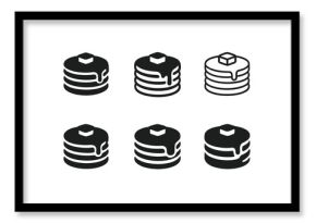 Pancake Logo Variations. Making pancakes on a cold morning. Set Logo of Food: pancake stack silhouette icon. harmonious logo variations of the same emblematic
