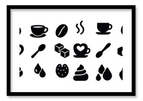 Coffee and tea solid icons set – filled, silhouette, cafe and beverage symbols