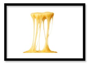 Melted cheese pulling hot and gooey, showing delicious stretchy texture on transparent background