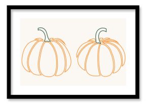 Pumpkin illustration, pumpkin stem outline drawing, silhouette vector illustration isolated on white Background 