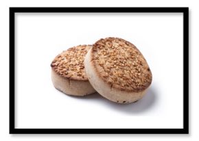 Traditional Spanish mantecados dessert or Christmas shortbread cookies isolated on white background