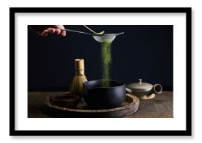 Tea Ceremony Essence. A serene matcha tea setup with traditional tools