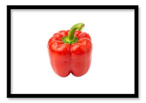 Fresh red bell pepper isolated on transparent background, closeup view