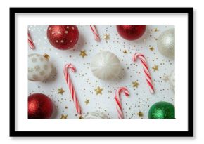 Display christmas bauble border glitter candy canes.