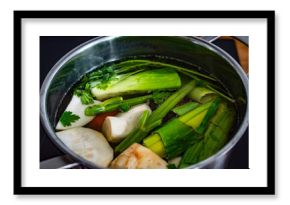 Cooking broth - vegetables in cooking pot