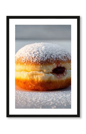 Classic Powdered Sugar Donut (Berliner/Krapfen) with Red Jam or Jelly Filling