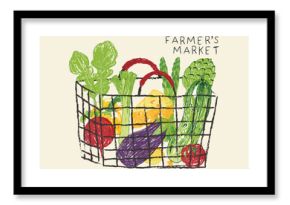 Local farmer market. Organic vegetable farm. Local vegetable market artwork for t shirt print, poster, sticker and other uses.